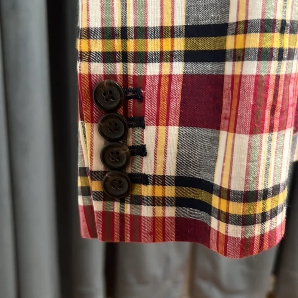 J. Crew Madras Plaid summer blazer